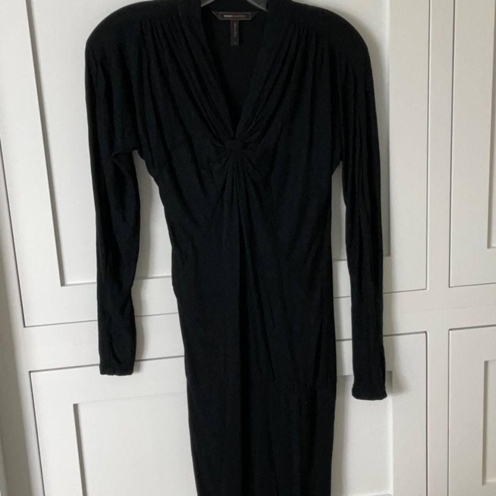 BCBGMaxAzria Black Plunge Bodycon Dress